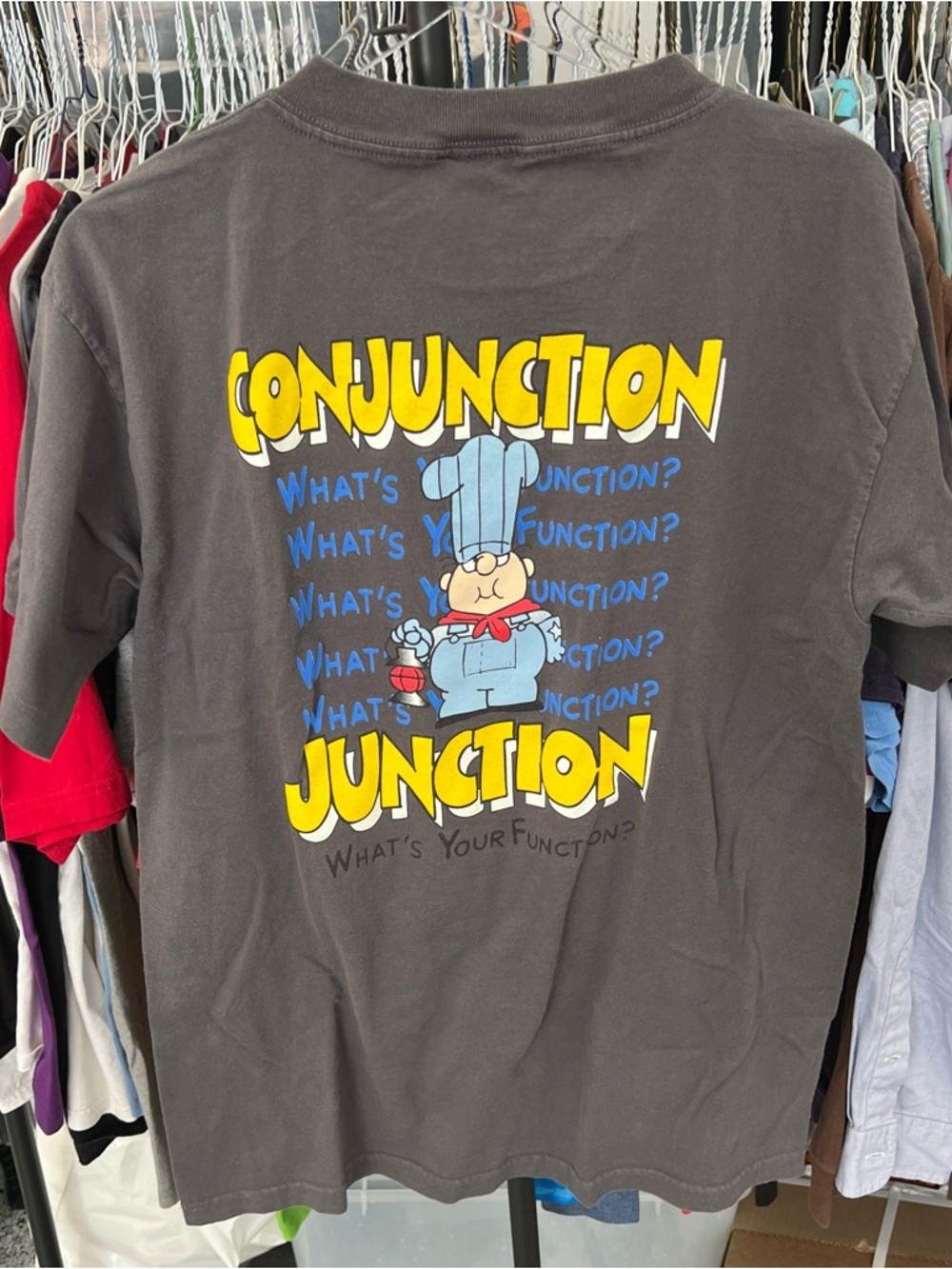 Vintage 90s School House Rock T-Shirt L Conjunction Junction Cartoon Song